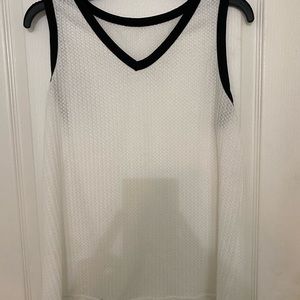 White sleeveless shirt with black trim NWOT